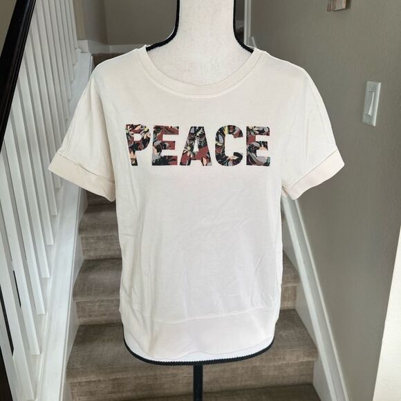 Anthropologie Maeve “peace” cropped tee - Size Small - Picture 1 of 4